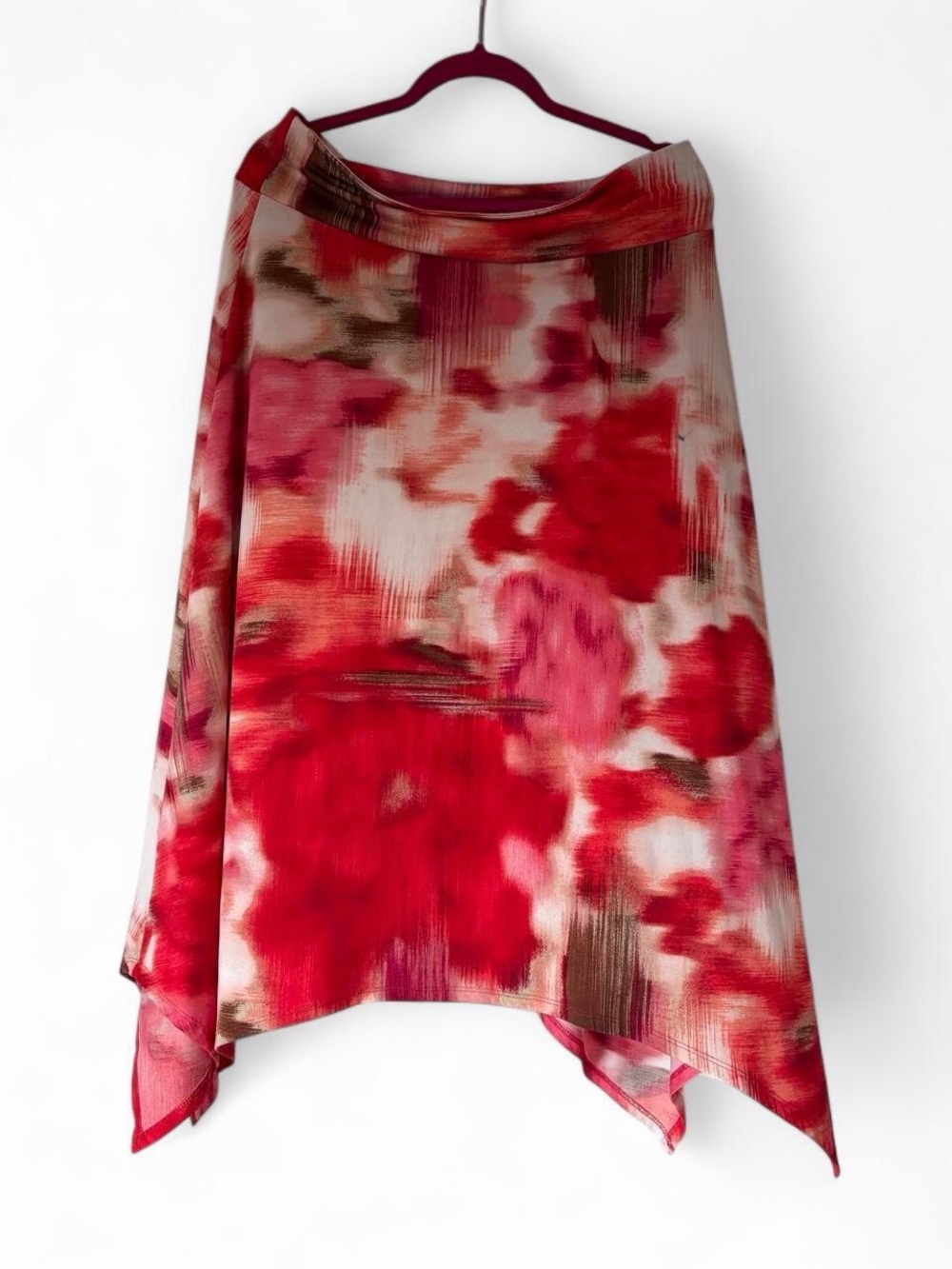 Vintage New Directions Red/Pink Floral Asymmetrical handkerchief Skirt